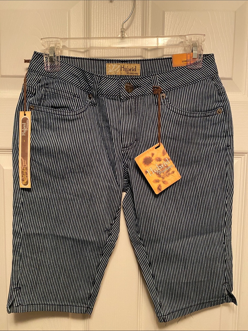 Hybrid & Company Blue/White Stripe Denim Shorts…size 1